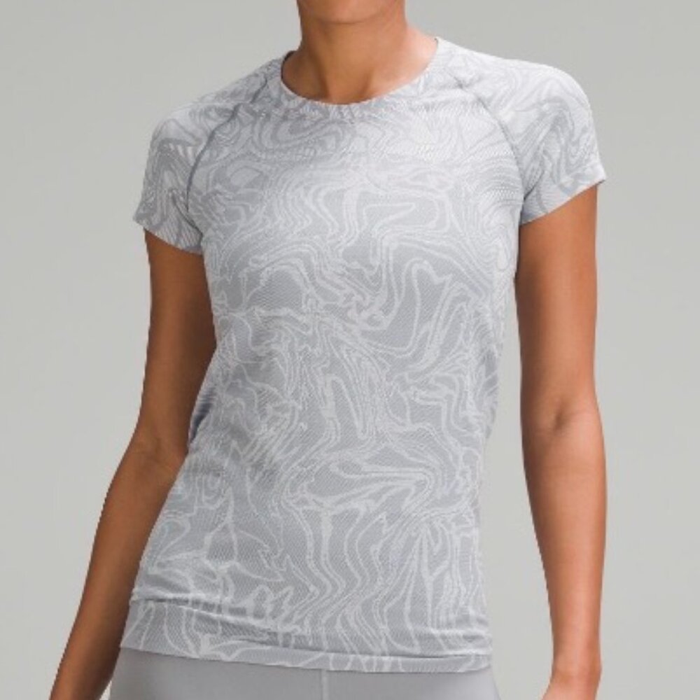 Lululemon Swiftly Tech Short Sleeve Sz 4 Grey Marble